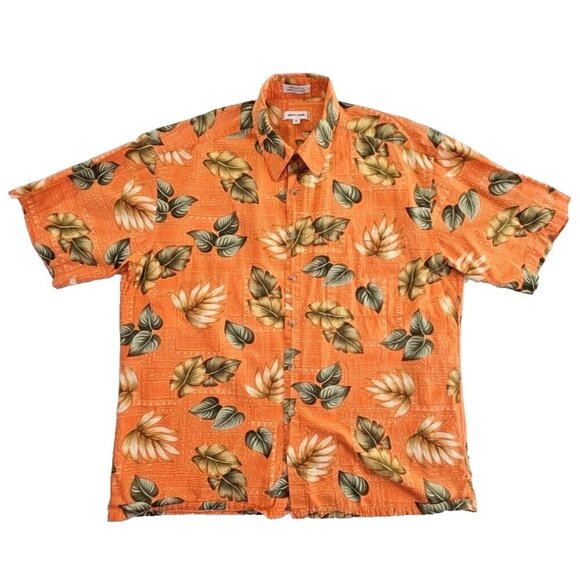 Pierre Cardin Other - Pierre Cardin Tropical Short Sleeve Button Down Shirt Men's XL Cotton Orange EUC